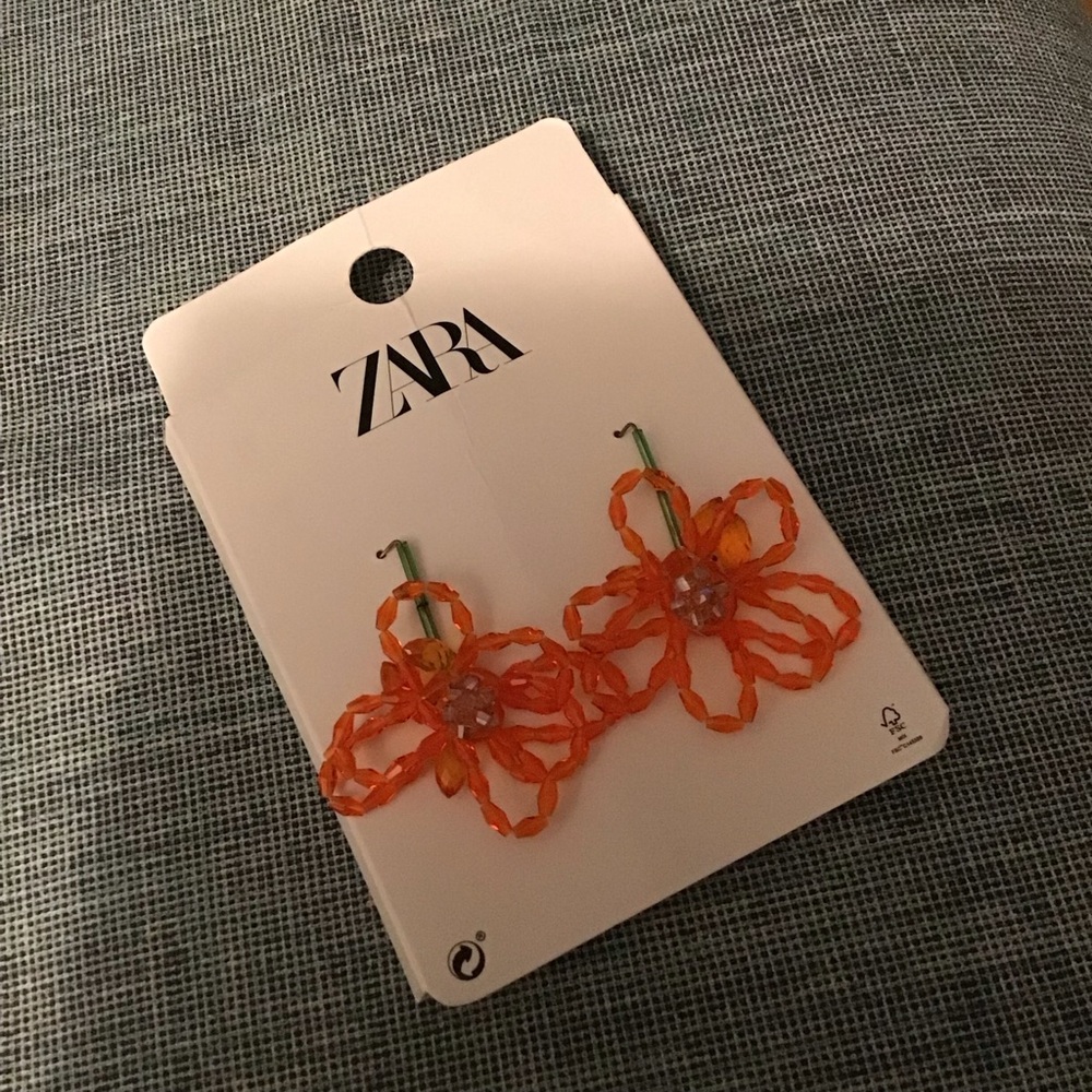 Zara Orange Floral Earrings